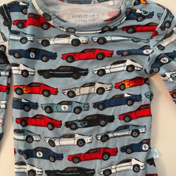 Posh Peanut Race Cars Bamboo Long Sleeves Bodysuit 0-3 Months Excellent - Picture 12 of 12